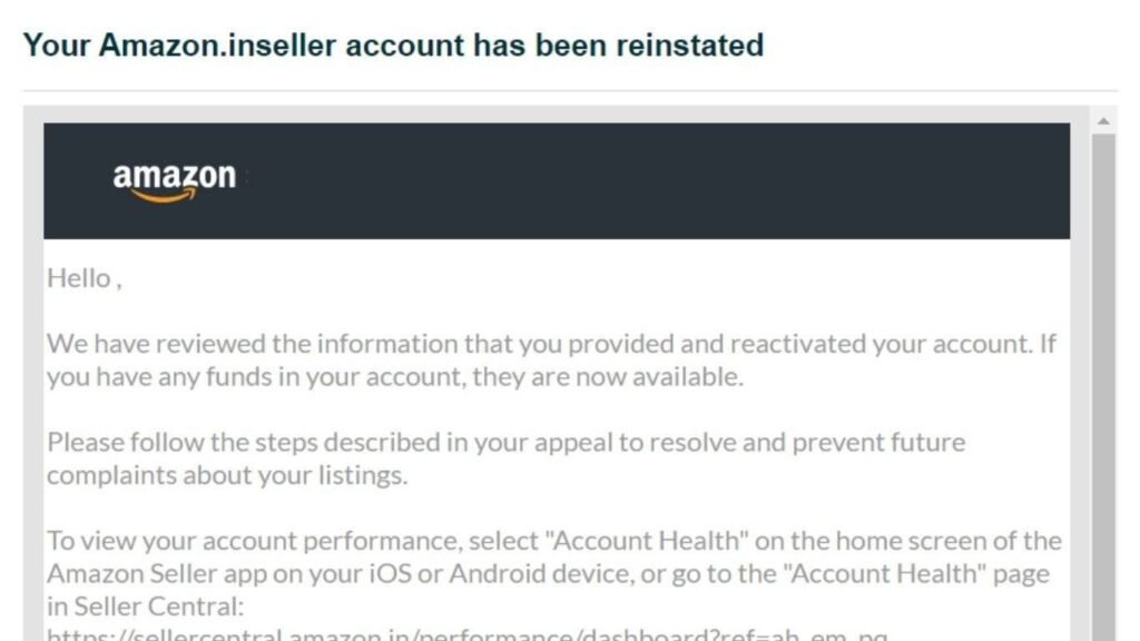 Limsho Amazon Seller Account Deactivated Services